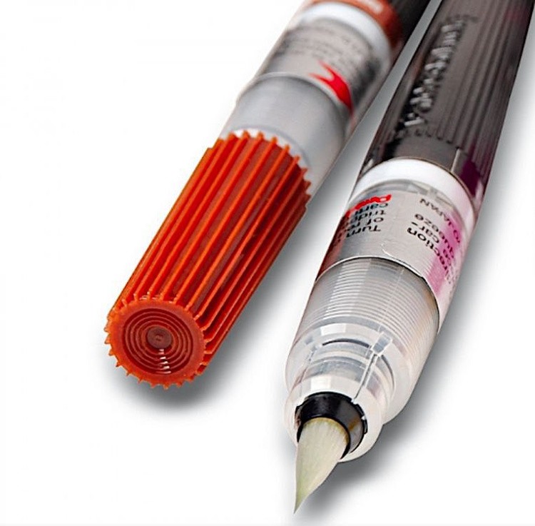 Кисть с краской Colour Brush, 1-10 мм, 5 мл, цвет: бирюзовый, Pentel — картинка 3