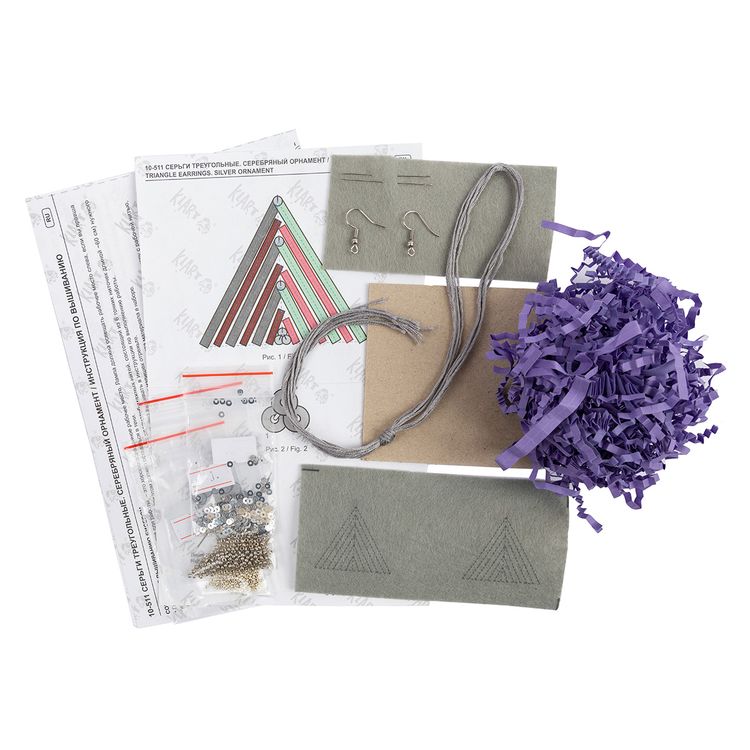 Набор для вышивания «Серьги треугольные. Серебряный орнамент» — картинка 5