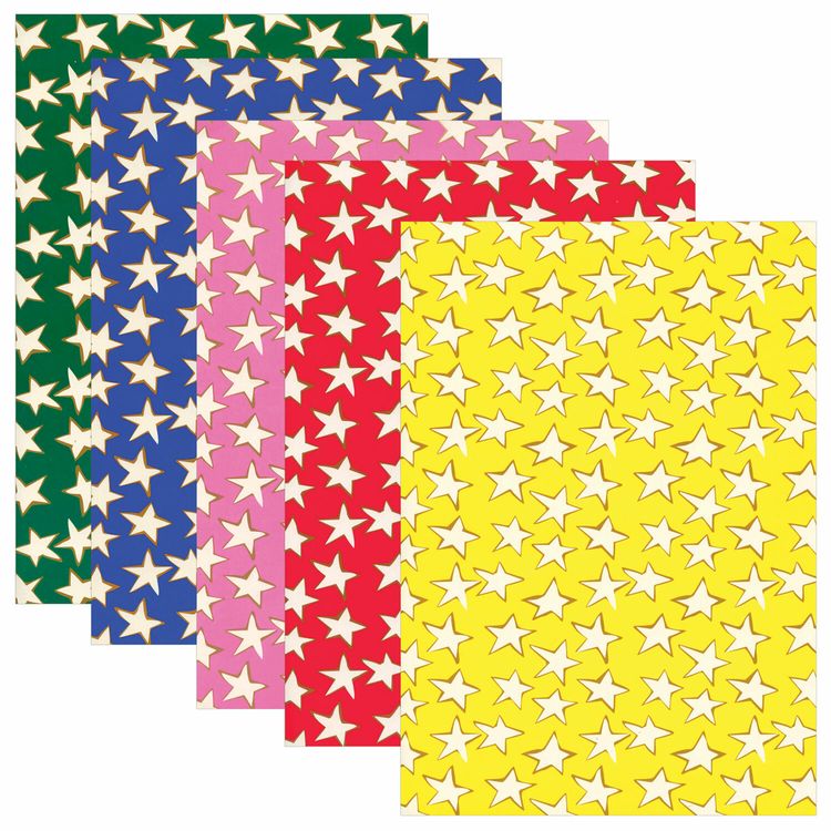 Цветная бумага А4, самоклеящаяся «Звезды», 5 листов, 5 цветов, ОСТРОВ СОКРОВИЩ — картинка 2