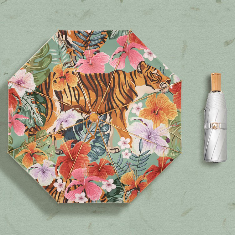 Зонт двусторонний Тропикана, складной, 8 спиц, механический — картинка 2