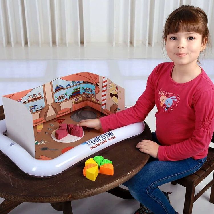 Космический пластичный песок набор «Веселая кондитерская» 1 кг с ароматом клубники — картинка 7