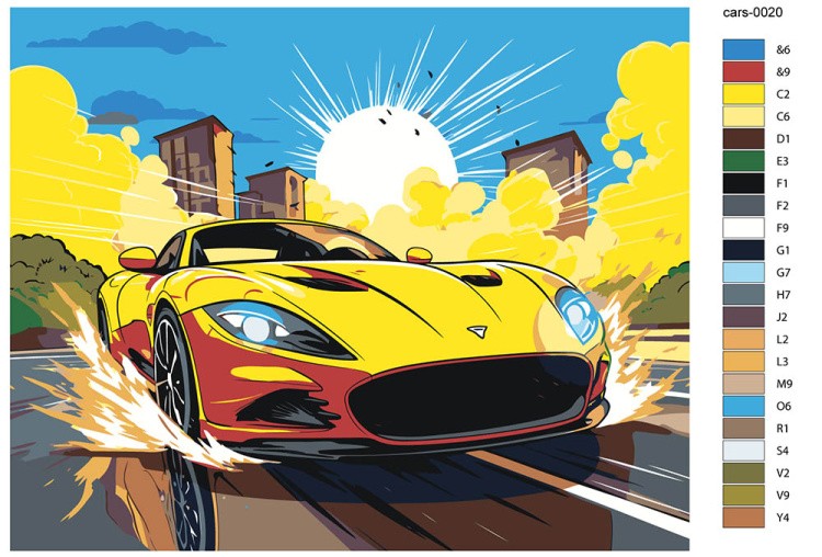 Картина по номерам «Машины: Гонка в стиле комикс» — картинка 2