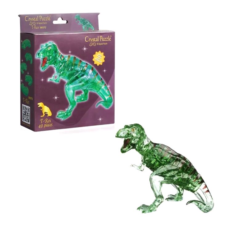 3D Головоломка Crystal Puzzle «Динозавр T-Rex зеленый со стикерами» — картинка 6