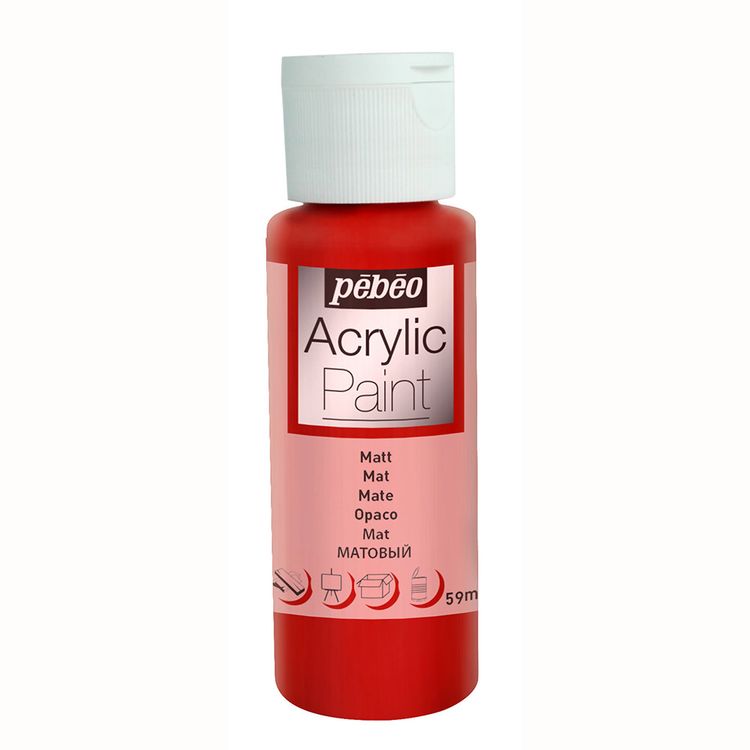 Краска акриловая Pebeo Acrylic Paint декоративная матовая (Вишня), 59 мл