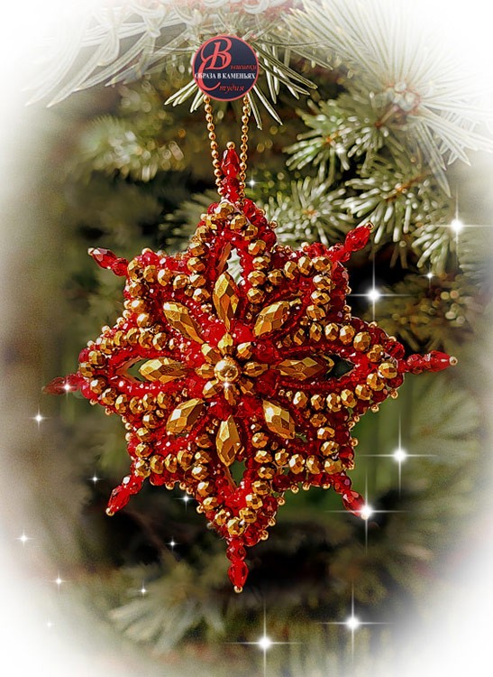 Набор для вышивания хрустальными бусинами «Рождественская звезда Амарант»