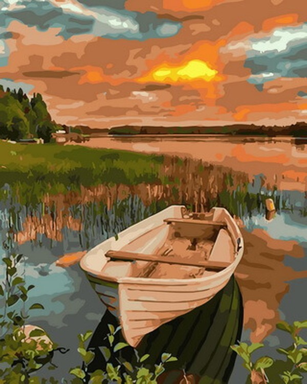 Картина по номерам «Лодка на закате»