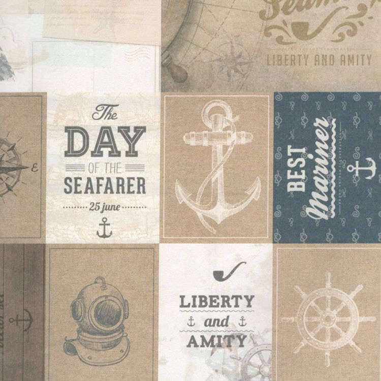 Набор бумаги для скрапбукинга «Морское путешествие» 25,5x25,5 см — картинка 10