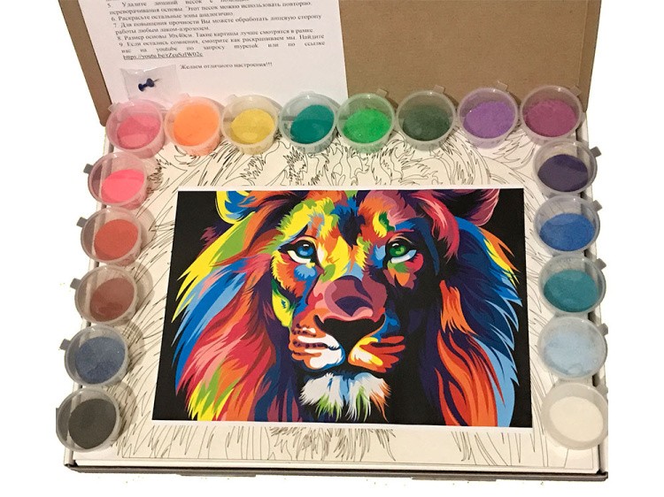 Картина цветным песком «Радужный жираф» — картинка 3