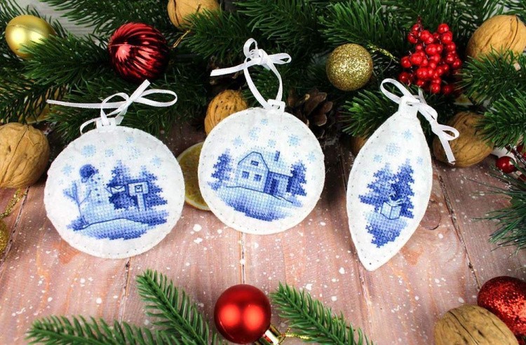 Набор для вышивания «Новогодние игрушки №2. Набор из 3 шт.» — картинка 4