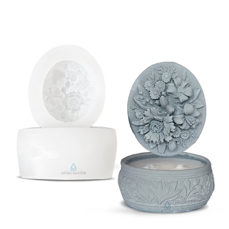 Силиконовый молд - Контейнер/банка для свечей с крышкой №6, 6x5 см, 1 шт. — картинка 2