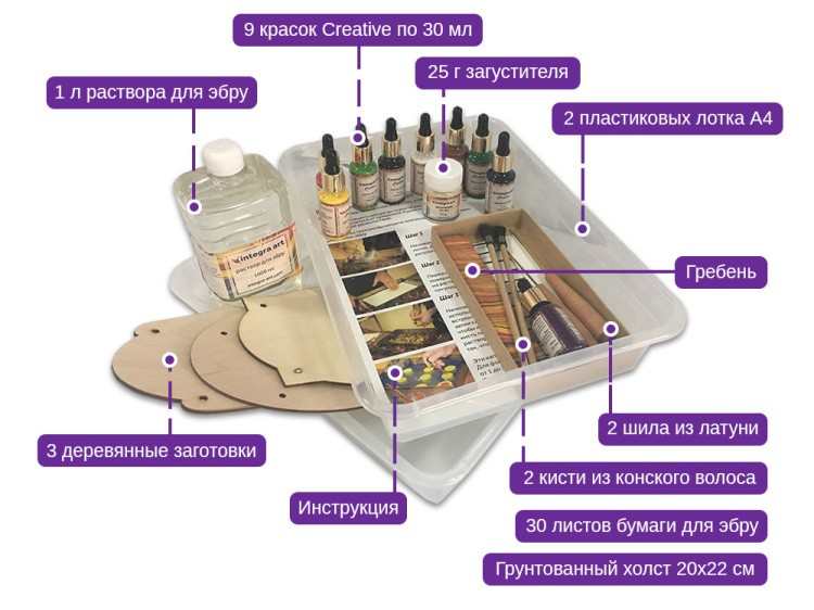 Набор для эбру «Kids Family» 9 цветов, Integra Art — картинка 3