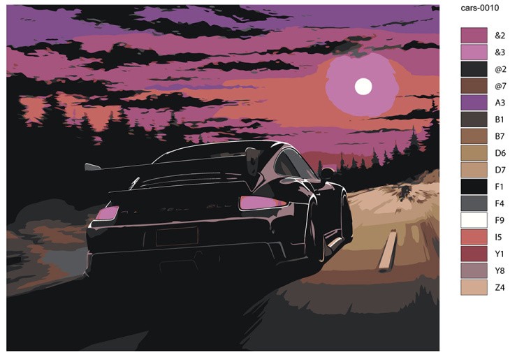 Картина по номерам «Машины: Порше в неоновом свете» — картинка 2