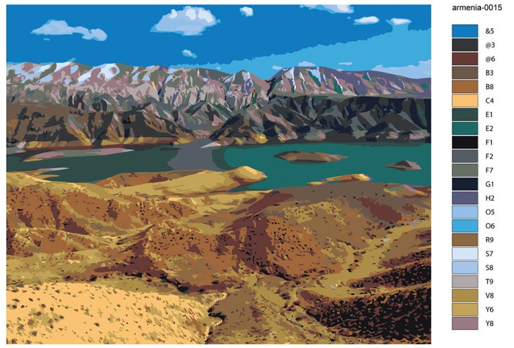 Картина по номерам «Армения: Азатское водохранилище в Горах» — картинка 2