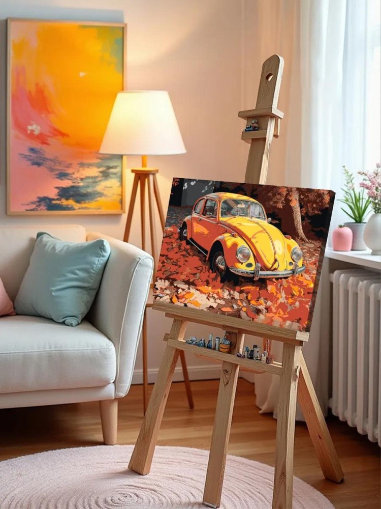 Картина по номерам «Машины: Фольксваген Жук и осенние листья» — картинка 10