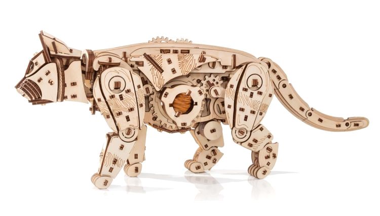 Сборная модель деревянная, конструктор 3D EWA «Механический Кот (Кошка)» — картинка 7