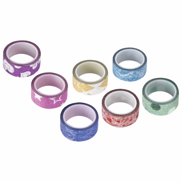 Клейкие ленты декоративные с блестками «Узоры», 7 цветов, 15 мм х 3 м — картинка 3