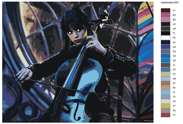 Картина по номерам «Wednesday Уэнсдей Аддамс: Виолончель» — картинка 2