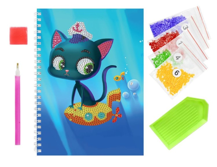 Алмазная мозаика - тетрадь «Кот-капитан» — картинка 6