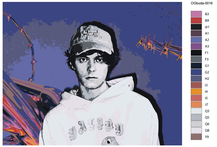 Картина по номерам «OG buda ОГ буда рэпер: монохром арт 40x50» — картинка 2