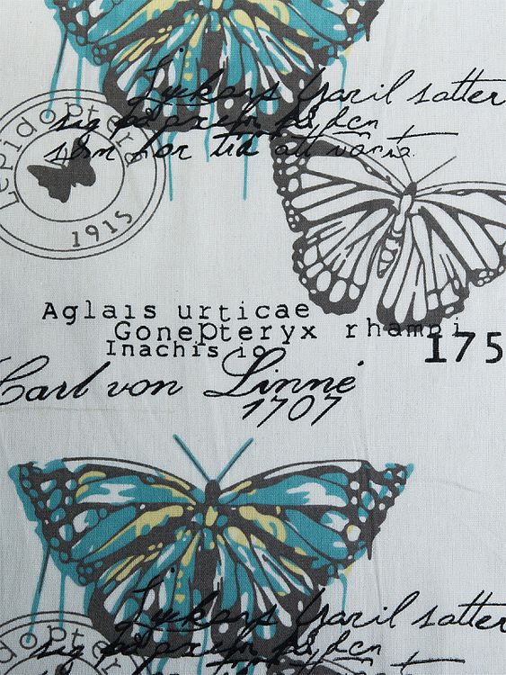 Ткань Лен, 140 г/м², 5 м x 150 см, цвет: белый, принт бабочек, TBY — картинка 2