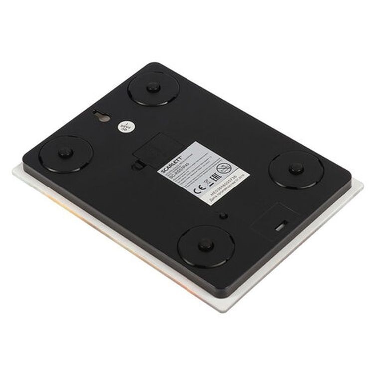 Весы кухонные SCARLETT «Блины», электронный дисплей, max вес 5 кг, тарокомпенсация, стекло — картинка 4