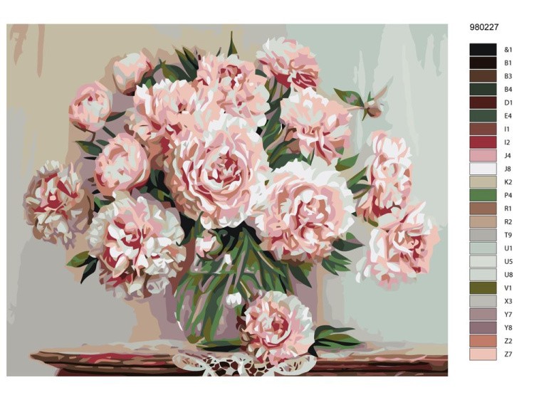Картина по номерам «Пионы в вазе» — картинка 2
