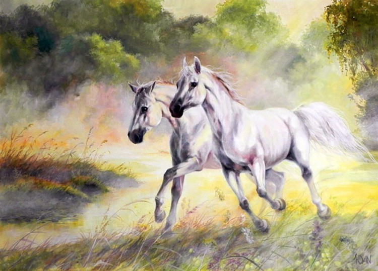 Набор для вышивания «Пара белых лошадей»
