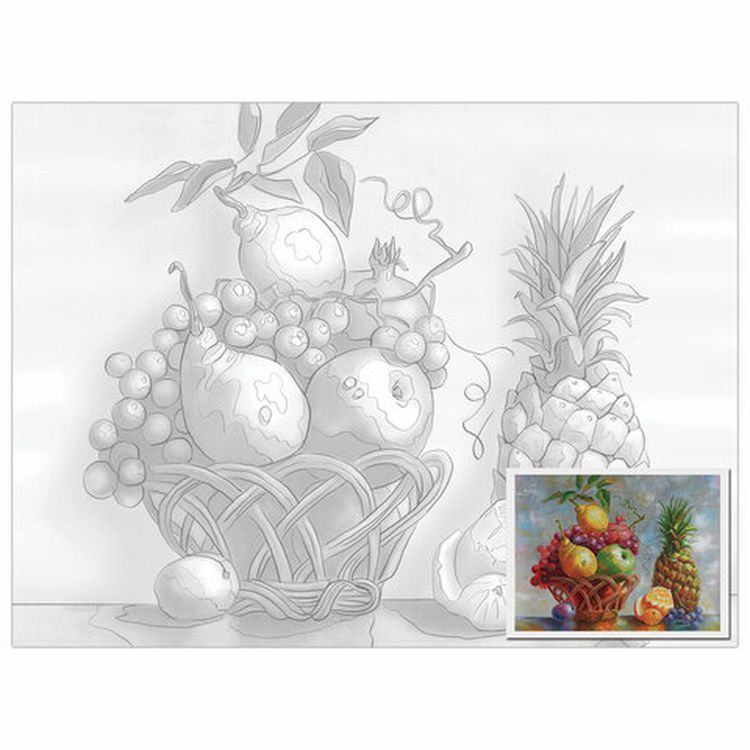 Холст на картоне с контуром BRAUBERG ART CLASSIC «Натюрморт», 30х40 см, грунтованный, хлопок — картинка 2