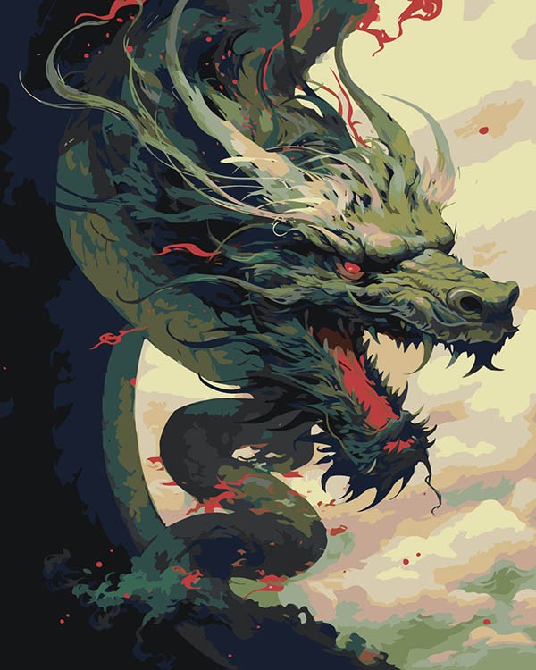 Картина по номерам «Восточный зеленый дракон»