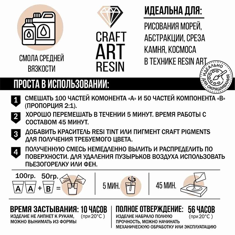 Эпоксидная смола для рисования 300 г, CraftArtResin — картинка 2