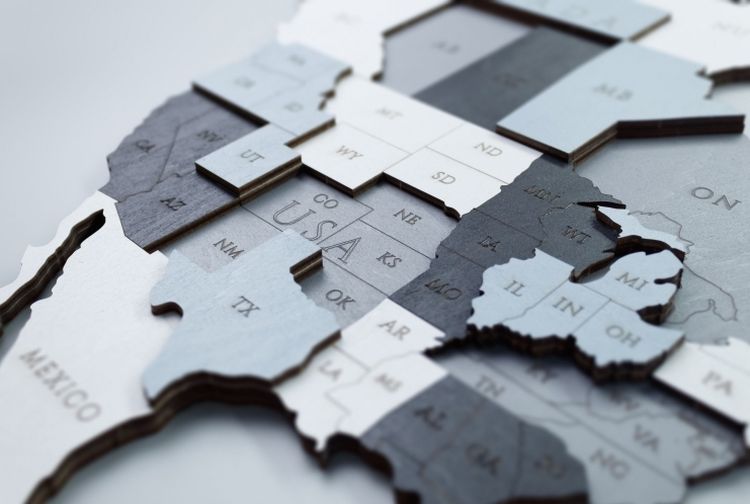 EWA Деревянная «Карта Мира» настенная, объемная 3 уровня, размер S (100x55 см), цвет: дымчатый — картинка 2