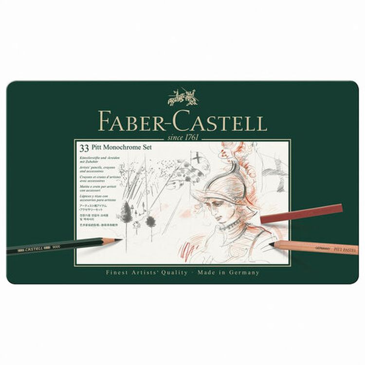 Набор художественный FABER-CASTELL «Pitt Monochrome», 33 предмета, металлическая коробка