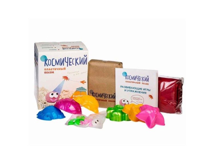 Космический песок 1 кг, зеленый (с песочницей и формочками) — картинка 5