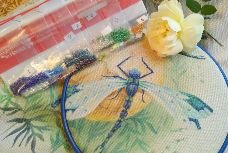 Набор для вышивания «Танец стрекоз. Текстильная сумка» — картинка 3