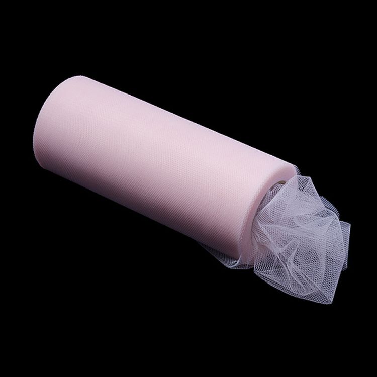 Фатин средней жесткости в шпульках, 22,86 м x 15 см, 11 г/м², цвет: бледно-розовый, TBY