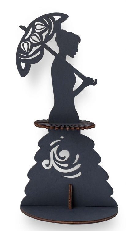 Конструктор из дерева «Леди с зонтом в черном. Салфетница сувенирная», Eco Wood Art — картинка 2