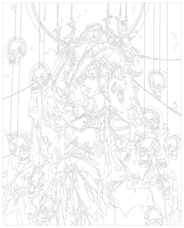 Картина по номерам «Аниме: Девушка-ведьма с черепами» — картинка 3