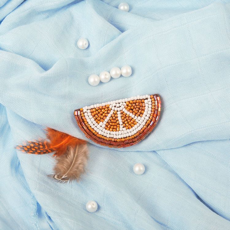 Набор вышивки бисером «Брошь. Долька апельсина» — картинка 2