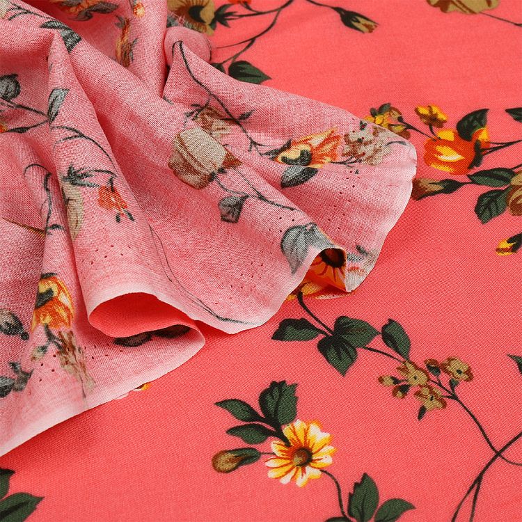 Ткань Штапель с рисунком, 5 м, ширина 145 см, 110 г/м2, цвет: с3 розовый, TBY — картинка 4