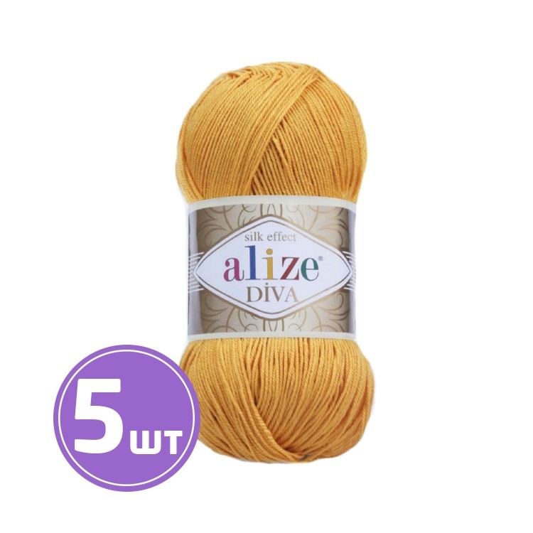 Пряжа ALIZE Diva Silk effekt (488), желтый, 5 шт. по 100 г