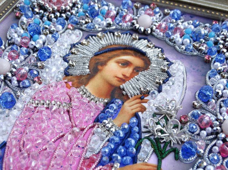 Набор для вышивания хрустальными камнями «Архангел Гавриил» (серебро) — картинка 9