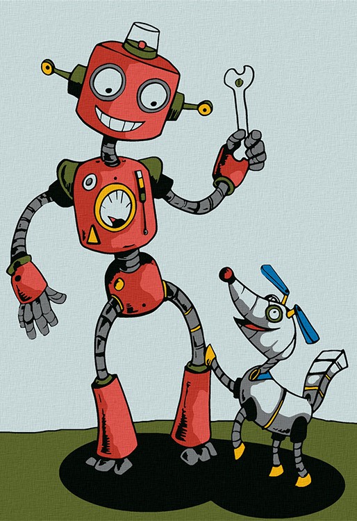 Картина по номерам «Робот с собачкой»