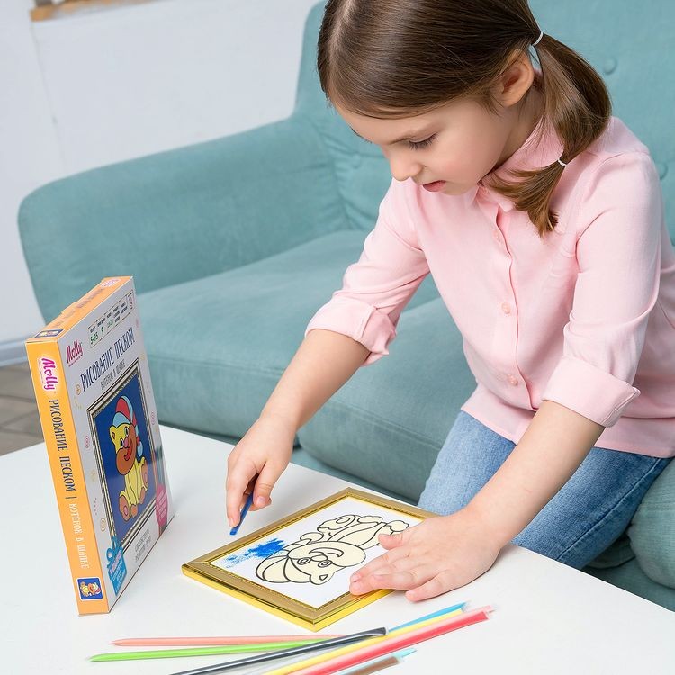 Набор для раскрашивания цветным песком «Котенок в шапке» — картинка 5