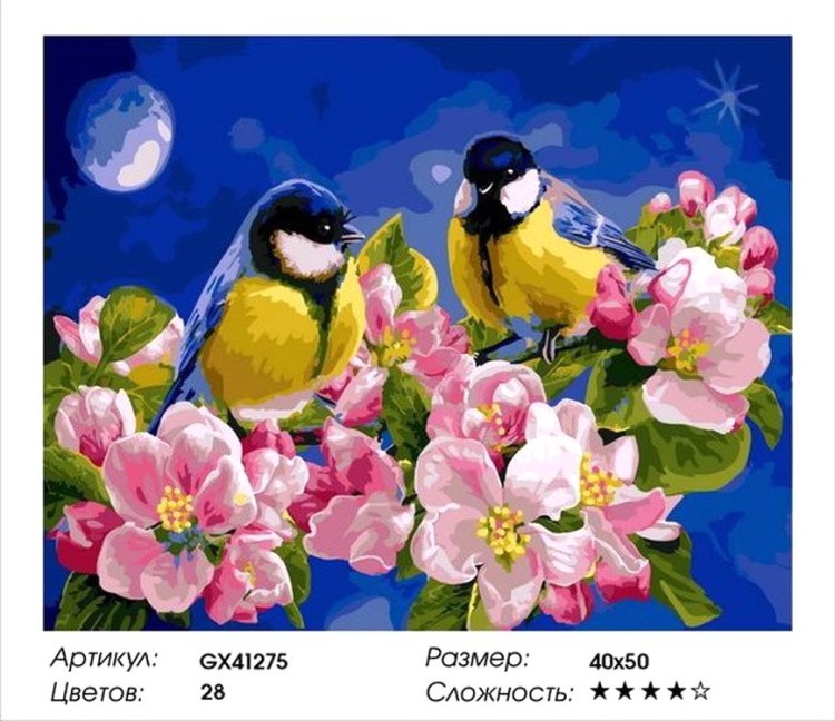 Картина по номерам «Желтые птички» — картинка 2