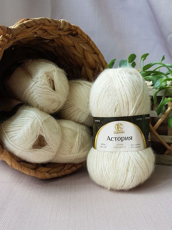 Пряжа Камтекс Астория (001), суровый, 5 шт. по 50 г — картинка 2