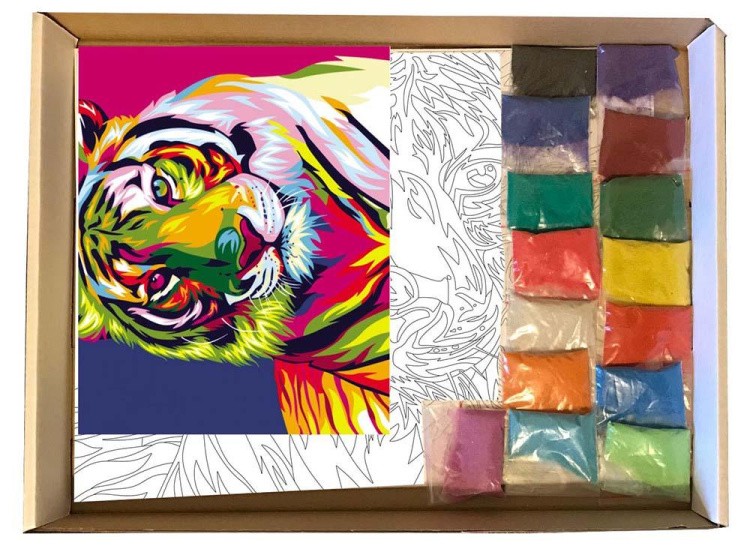 Картина цветным песком «Тигр» — картинка 4