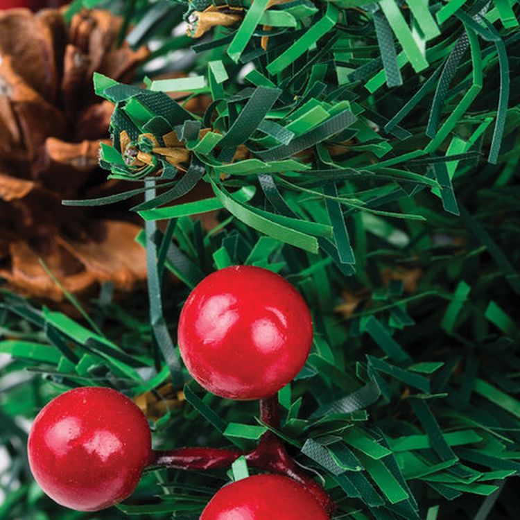 Ель искусственная новогодняя декоративная 30 см, украшения: ягоды, шишки — картинка 2