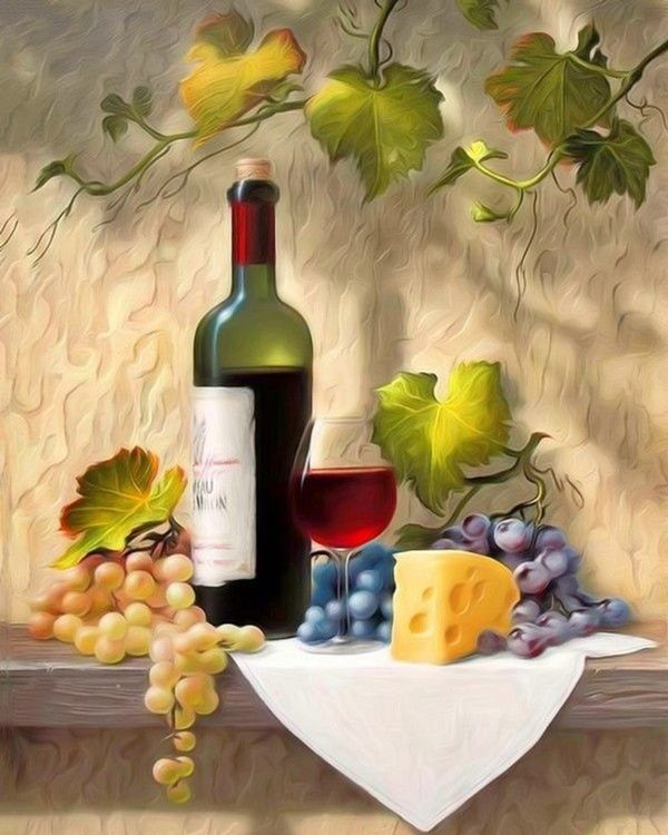 Картина по номерам «Вино и сыр»