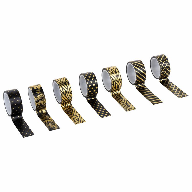Клейкие WASHI-ленты для декора «Черное золото», 7 шт., 15 мм х 3 м — картинка 4