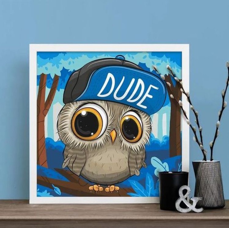 Алмазная вышивка «Сова в кепке» — картинка 3